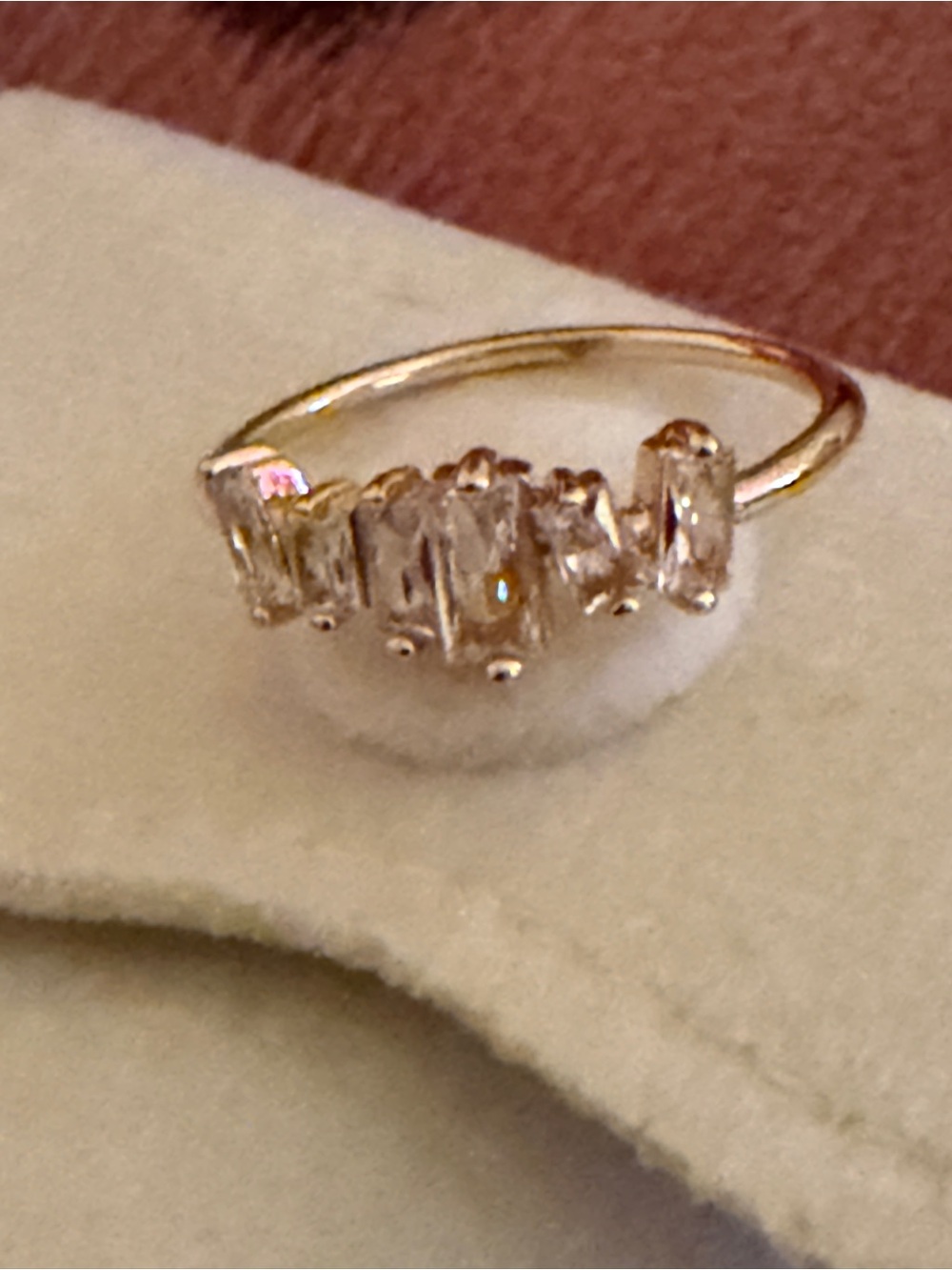 Gold over Sterling Silver Moissinate Baguette Stones Size 6